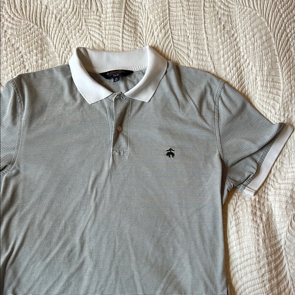 Brooks Brothers Gray and White Polo Shirt